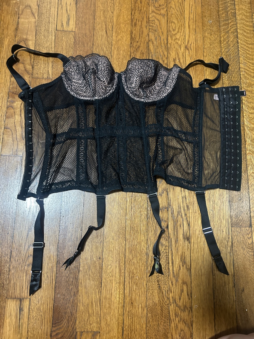Victoria's Secret Black Lace Bustier with Straps